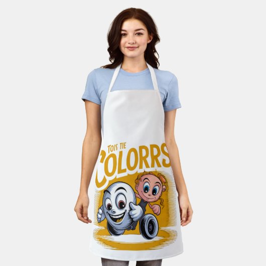 Levendige Pop Art Cartoon Keuken Schort (Gedragen)