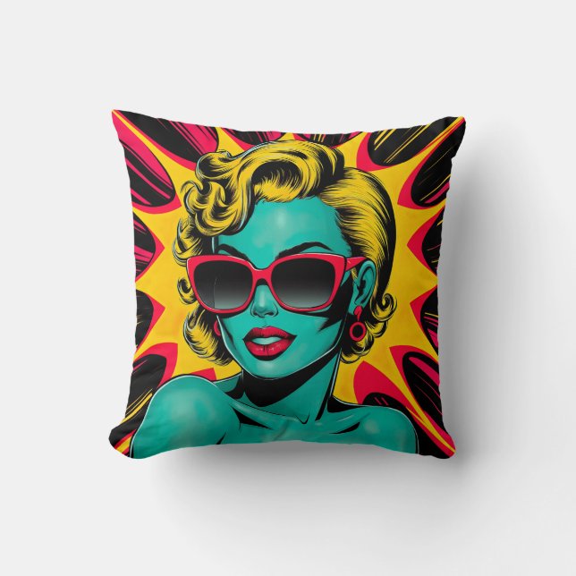 Levendige Pop Art Diva Kussen (Voorkant)