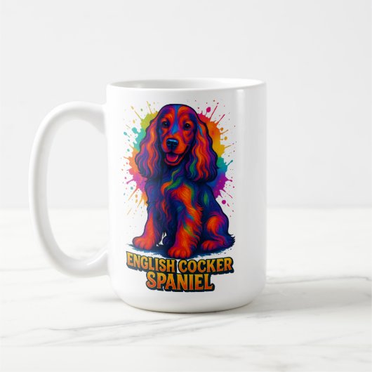 Levendige Pop Art Engelse Cocker Spaniel Koffiemok (Links)