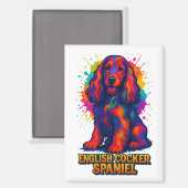 Levendige Pop Art Engelse Cocker Spaniel Magneet (Voorkant / Achterkant)