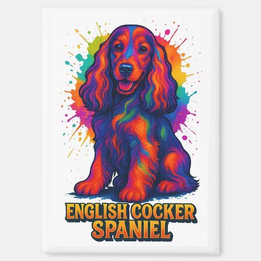 Levendige Pop Art Engelse Cocker Spaniel Magneet (Voorkant)