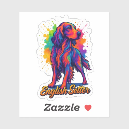 Levendige Pop Art Engelse Setter Hond Sticker (Vel)