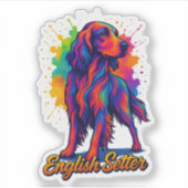 Levendige Pop Art Engelse Setter Hond Sticker (Voorkant)