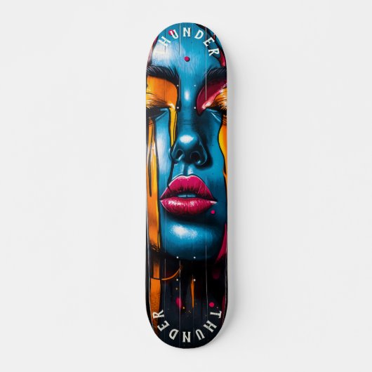 Levendige Pop Art Face Skateboard - Bold Expressio (Voorkant)