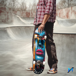 Levendige Pop Art Face Skateboard - Bold Expressio