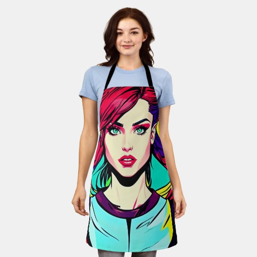 Levendige Pop Art Girl Schort - Retro Cool (Gedragen)