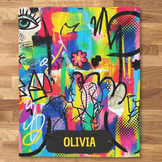 Levendige Pop Art Graffiti Abstract Persoonlijk Fleece Deken