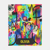 Levendige Pop Art Graffiti Abstract Persoonlijk Fleece Deken (Voorkant)