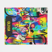 Levendige Pop Art Graffiti Abstract Persoonlijk Fleece Deken (Voorkant (Horizontaal))