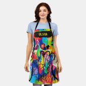 Levendige Pop Art Graffiti Abstract Persoonlijk Schort (Gedragen)