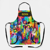 Levendige Pop Art Graffiti Abstract Persoonlijk Schort (Voorkant)
