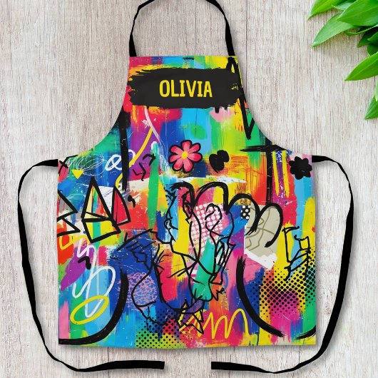 Levendige Pop Art Graffiti Abstract Persoonlijk Schort