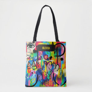 Levendige Pop Art Graffiti Abstract Persoonlijk Tote Bag