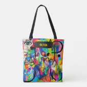 Levendige Pop Art Graffiti Abstract Persoonlijk Tote Bag (Achterkant)
