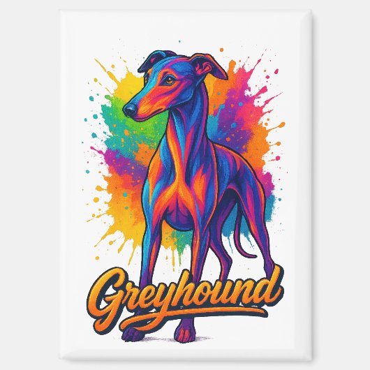 Levendige Pop Art Greyhound Magneet (Voorkant)