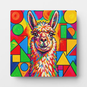 Levendige Pop Art Lama Portret Fotoplaat