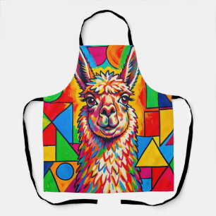 Levendige Pop Art Lama Portret Schort