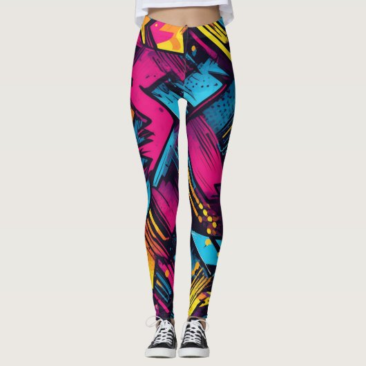 Levendige Pop Art Leggings met gedurfde kleuren Le (Voorkant)