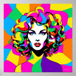 Levendige Pop Art Portrait Poster