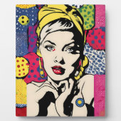 Levendige Pop Art Portrait Retro Art Fotoplaat (Voorkant)
