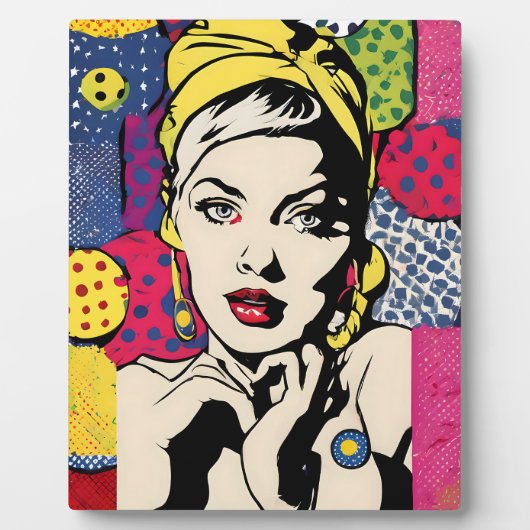 Levendige Pop Art Portrait Retro Art Fotoplaat (Voorkant)