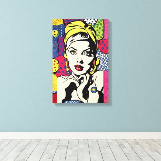 Levendige Pop Art Portrait Retro Wall Art Canvas Afdruk (Insitu (Houten vloer))