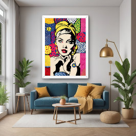 Levendige Pop Art Portrait Retro Wall Art Poster