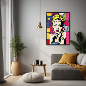 Levendige Pop Art Portrait Retro Wall Art Poster
