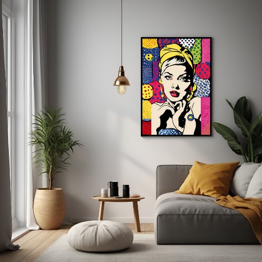 Levendige Pop Art Portrait Retro Wall Art Poster