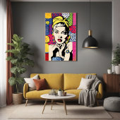 Levendige Pop Art Portrait Retro Wall Art poster