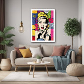 Levendige Pop Art Portrait Retro Wall Art poster