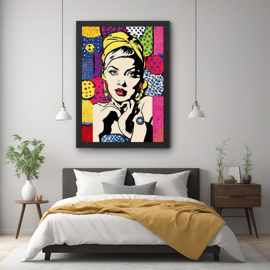 Levendige Pop Art Portrait Retro Wall Art poster