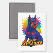 Levendige Pop-Art Reuzen Schnauzer Magneet (Voorkant / Achterkant)