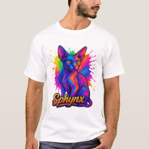 Levendige Pop Art Sphynx Cat – Kleurrijk Modern T-shirt