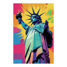 Levendige Pop Art Statue of Liberty Poster Wall Ar