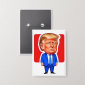Levendige Pop-Art Trump Karikatuur Button (Voorkant / Achterkant)