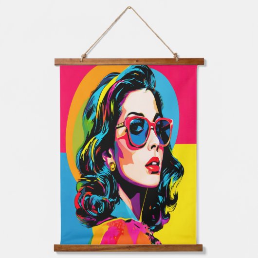 Levendige Pop Art Vrouw Retro Chic Wall Decor Hangend Wandkleed (Voorkant)