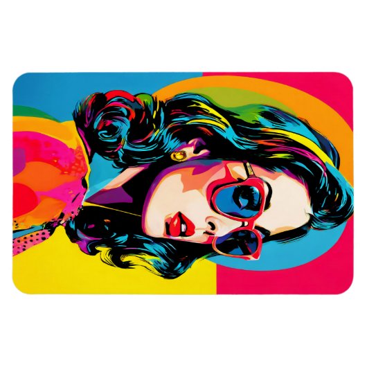 Levendige Pop Art Vrouw Retro Chic Wall Decor Magneet (Horizontaal)