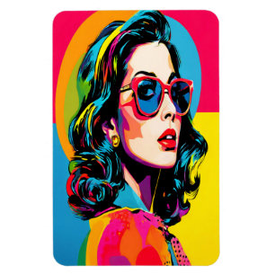 Levendige Pop Art Vrouw Retro Chic Wall Decor Magneet