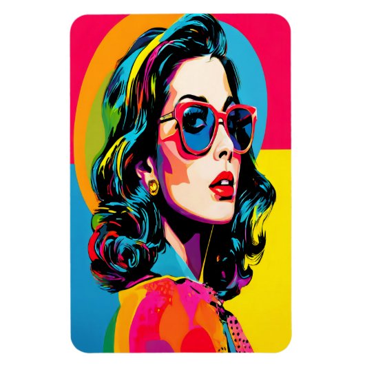 Levendige Pop Art Vrouw Retro Chic Wall Decor Magneet (Verticaal)