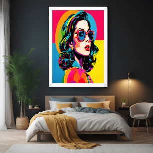 Levendige Pop Art Woman Retro Chic Wall Decor Post Perfect Poster