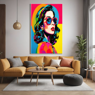Levendige Pop Art Woman Retro Chic Wall Decor Post Poster