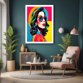 Levendige Pop Art Woman Retro Chic Wall Decor Post Poster