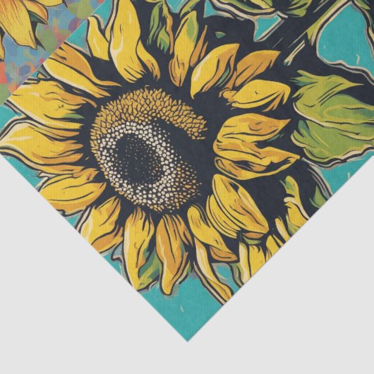 Levendige Pop Art Zonnebloem Decoupage Papier (Detail)
