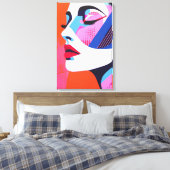 Levendige Pop Kunst Vrouw Portret Digitale Kunst Canvas Afdruk (Insitu (Slaapkamer))