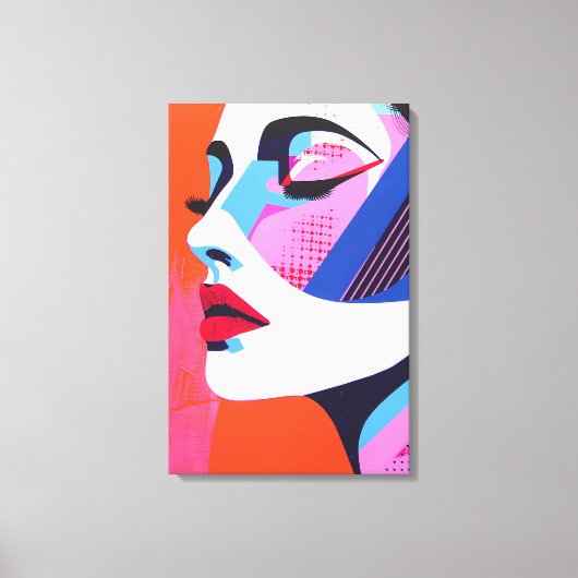 Levendige Pop Kunst Vrouw Portret Digitale Kunst Canvas Afdruk (Voorkant)