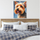 Levendige Pop Pointillism Yorkshire Terrier Art Canvas Afdruk (Insitu (Slaapkamer))