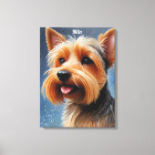 Levendige Pop Pointillism Yorkshire Terrier Art Canvas Afdruk (Voorkant)
