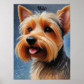 Levendige Pop Pointillism Yorkshire Terrier Art Poster (Voorkant)