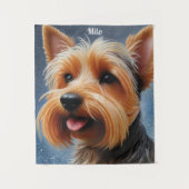 Levendige Pop Pointillism Yorkshire Terrier Art Wandkleed (Voorkant)